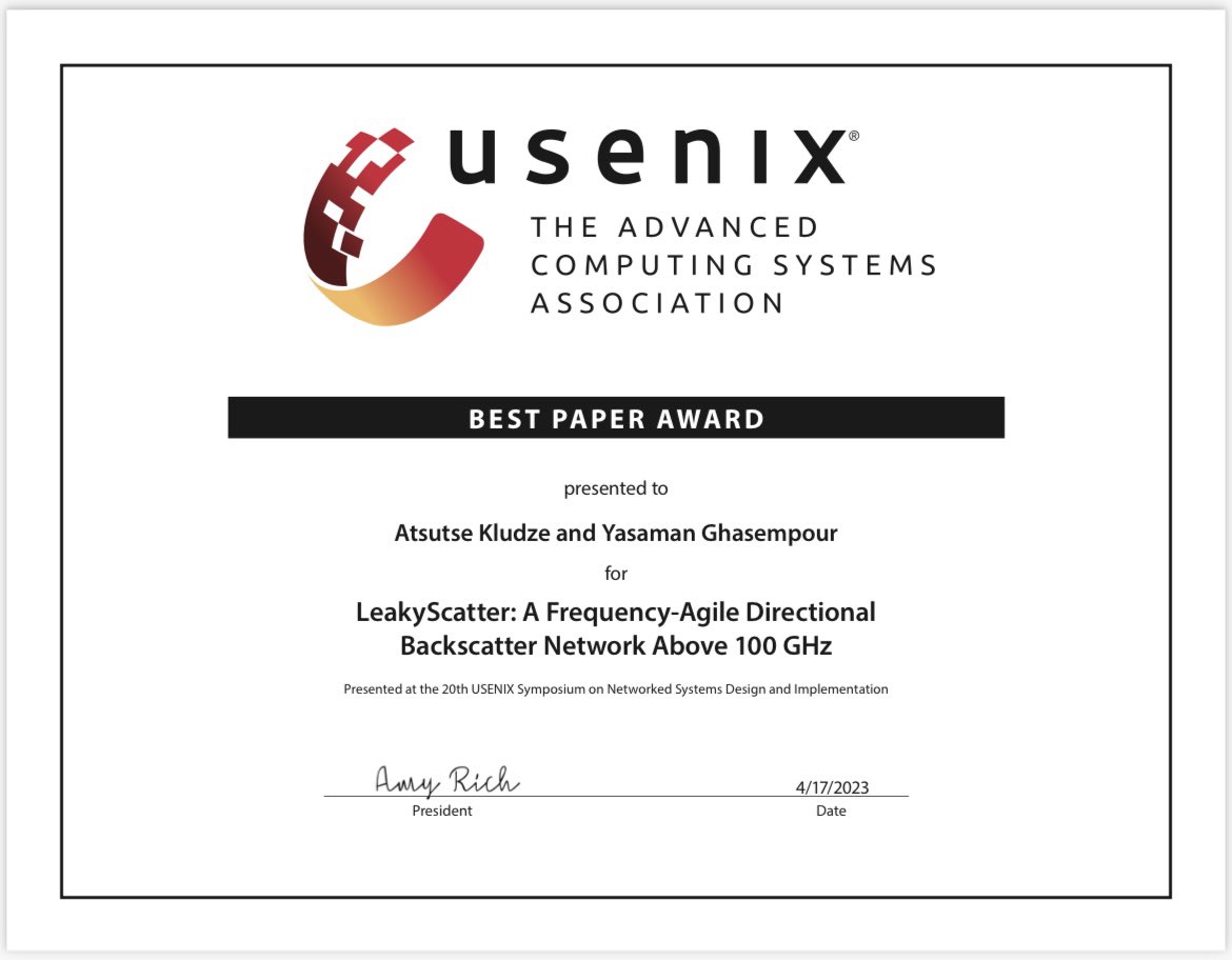 Happy to share that our paper received the BEST PAPER AWARD in NSDI’23 🎉 Proud of my phd student, Atsutse, for his hard work and achievements!