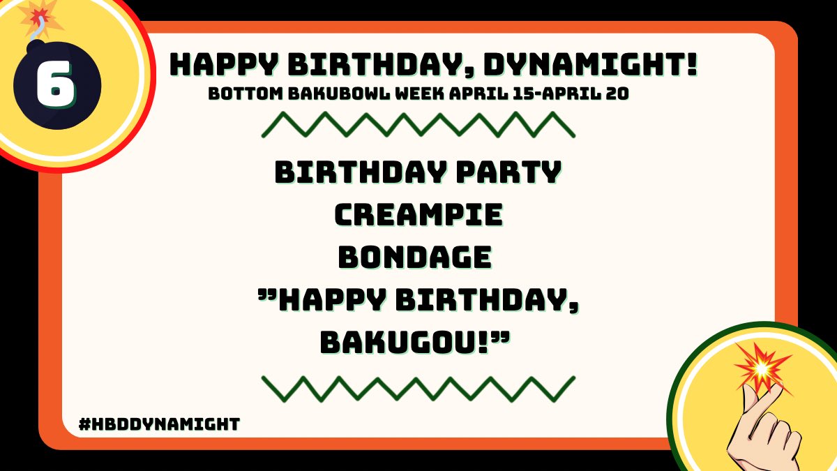 HBDDynamight_'s tweet photo. ✨💥HAPPY BIRTHDAY DYNAMIGHT!💥✨Today is the LAST day of our prompt week, so let’s go out with a bang, alright?!

Remember to tag @HBDDynamight_, use the hashtag #hbddynamight, or submit it to our collection on AO3! https://t.co/50VM1nEKWj
