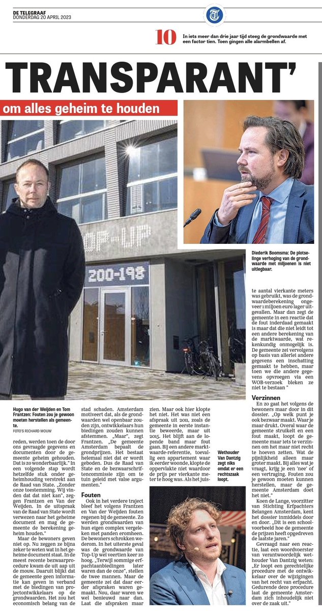 In <a href="/telegraaf/">De Telegraaf</a> <a href="/RichardCrommert/">Richard van de Crommert</a> vertelt ontwikkelaar @TomFrantzen vandaag over de fouten in de grondprijsberekeningen van de gemeente en de doofpot die hierop volgt.