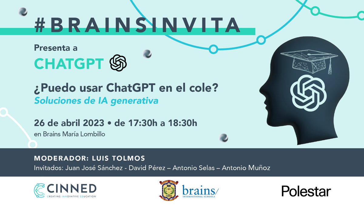 Colegio_Brains's tweet photo. #BrainsInvita presenta a ChatGPT!

¿Lo puedo usar en el cole? 🤔
Muchos estudiantes lo integran como herramienta...pero ¿es legal?
¡Estas preguntas serán tratadas por los mejores expertos!

🗓️ 26/04/23 
🕒17:30 - 18:30
📍Brains María Lombillo

Apúntate 👉 https://t.co/d1eUDW3ahm https://t.co/ae6CMIY1rw