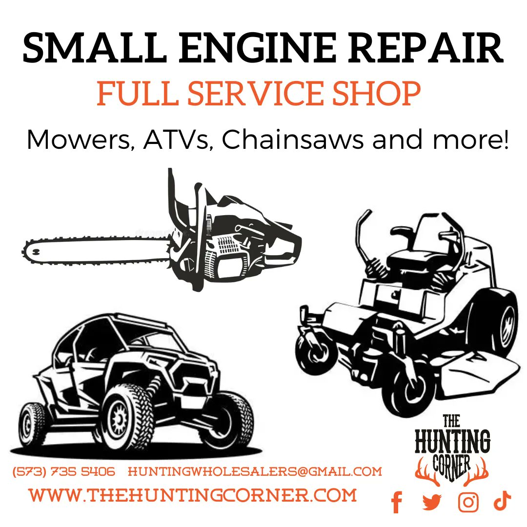 HuntingCornerMO's tweet image. We work on all makes and models! Call 573-735-5406 to see if we can work on your outdoor equipment today! #Outdoors #SpringTime #SmallEngine #OutdoorEquipment