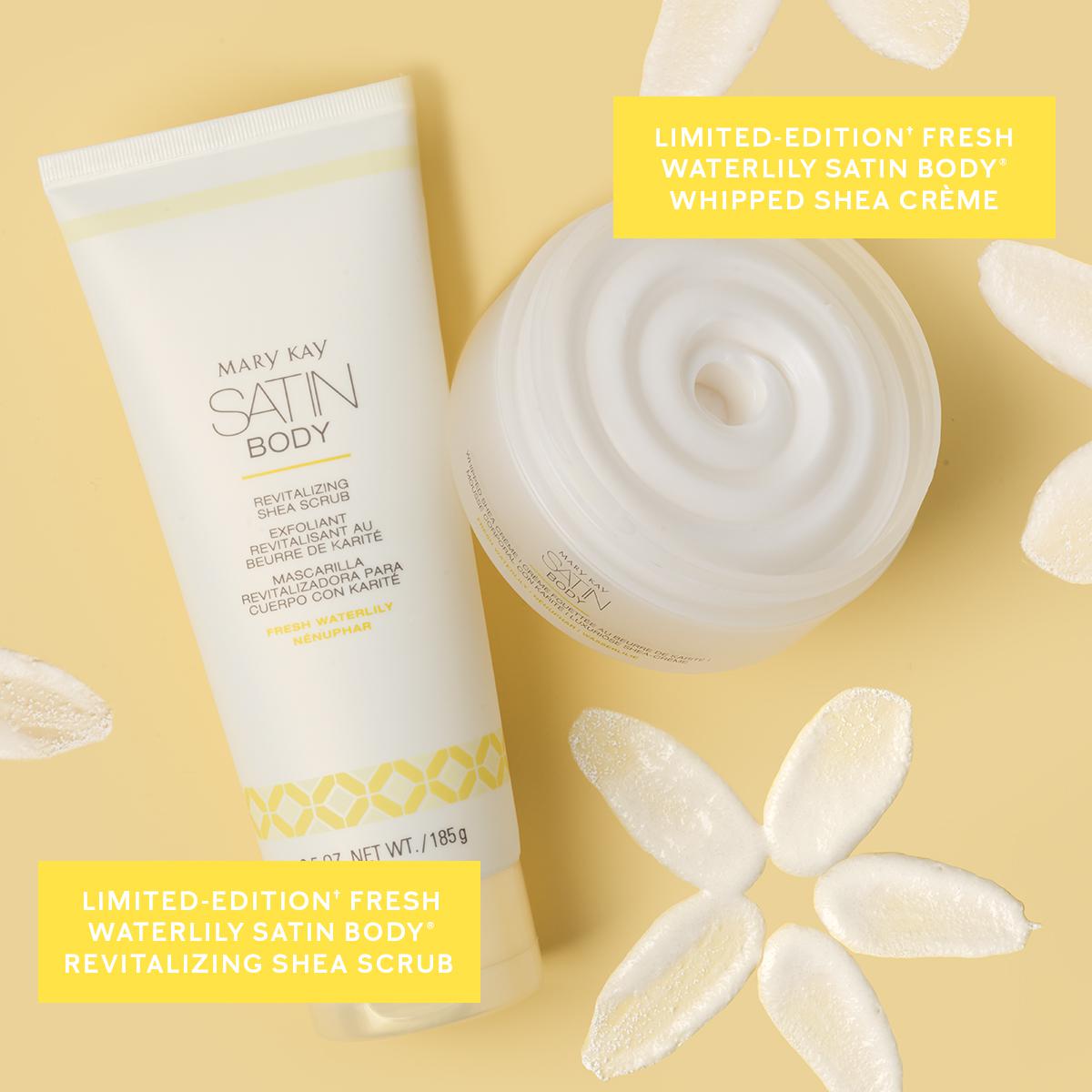For an extra step of TLC, the Fresh Waterlily Satin Body Whipped Shea Scrub and Fresh Waterlily Satin Body Revitalizing Shea Crème keep skin soft and supple just in time for spring! 🌷