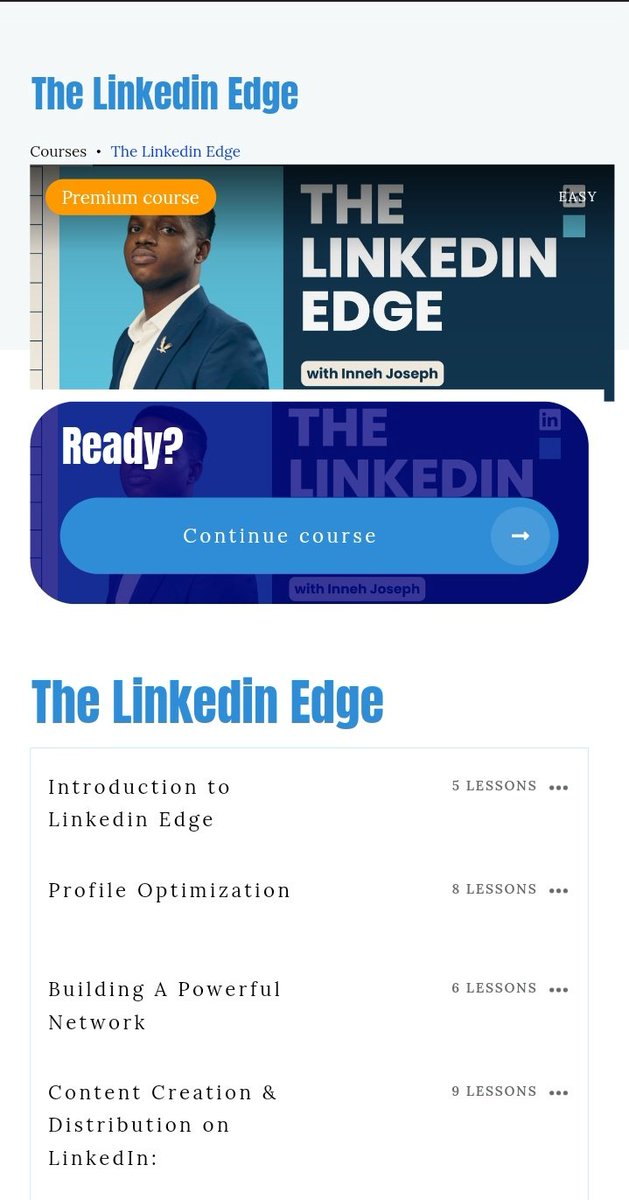 Andreabook246's tweet photo. I'm in! #TheLinkedInEdge
The LinkedIn Edge course is a course created by @innehjoseph
With you in mind.
#LinkedInEdge is a step by step guide that allows you to explore the full potential of LinkedIn. https://t.co/lcnKZNePEQ
