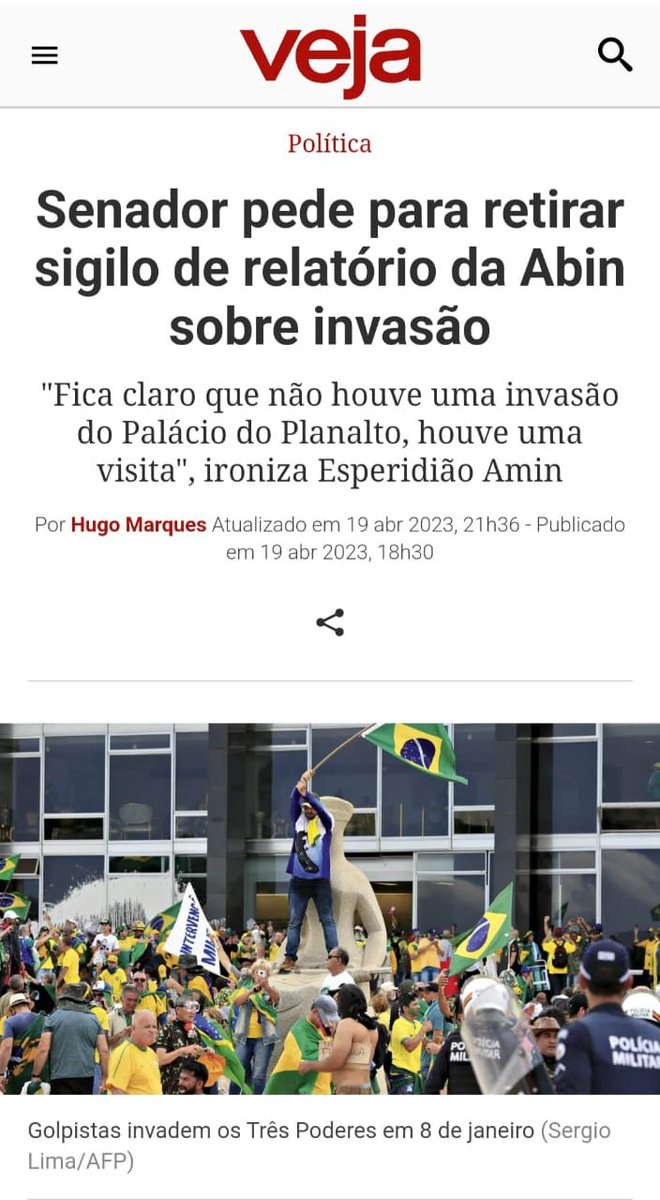 esperidiaoamin_'s tweet photo. Pedimos nesta quarta ao presidente do Senado Rodrigo Pacheco que seja solicitada ao Gabinete de Segurança Institucional a derrubada do sigilo do relatório reservado com informações da Agência Brasileira de Inteligência sobre o período que antecedeu os atos golpistas de 8/1. https://t.co/aw5MNy6Fba