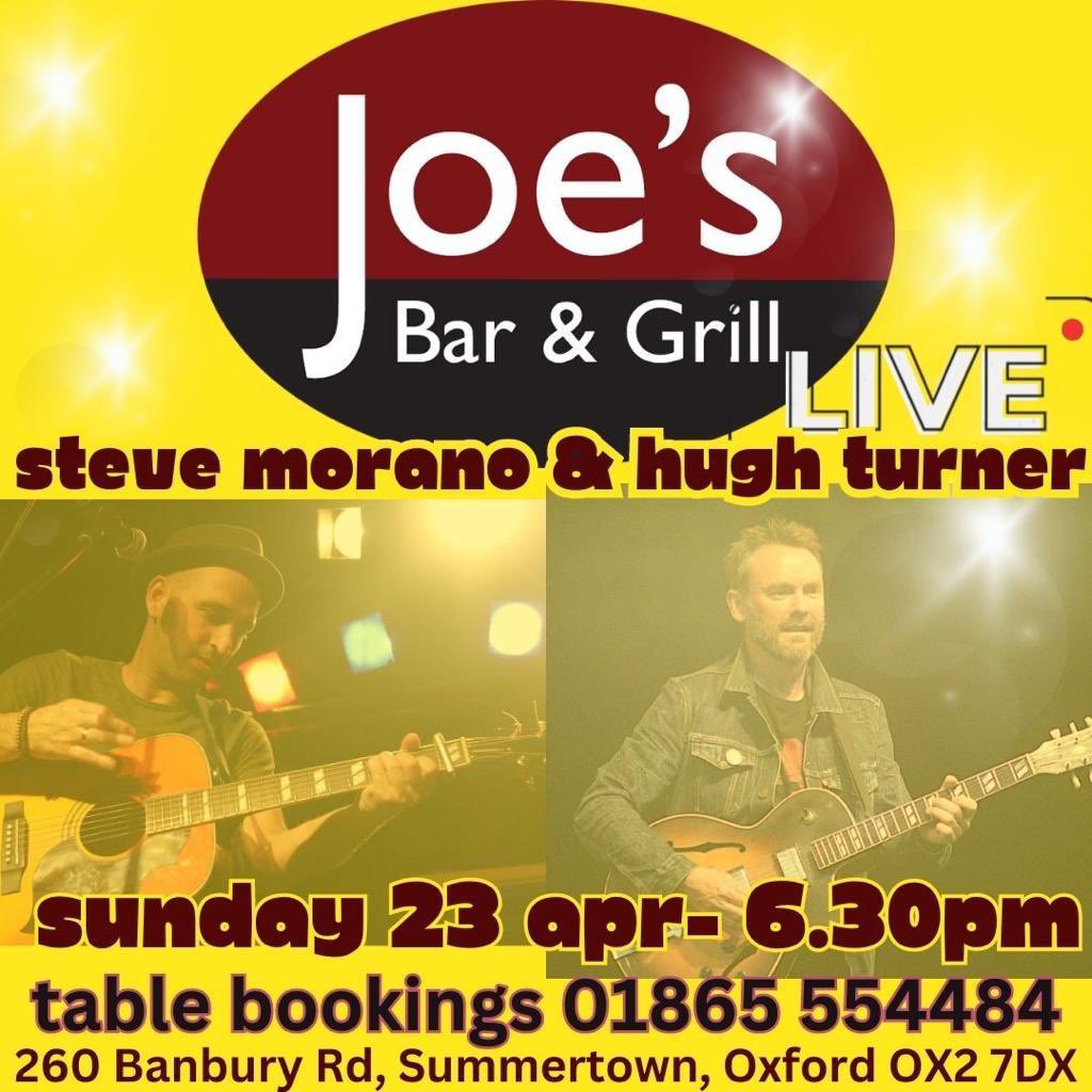 Stevemor40's tweet photo. This Sunday in Oxford πΆπ at Joeβs
#livemusic #Oxford #SteveMorano #HughTurner https://t.co/EsaMYgCVbV