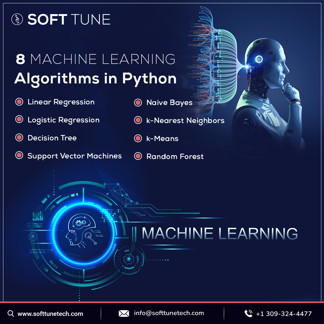 softtunetech's tweet image. 8 Machine Learning Algorithms in Python | @softtunetech
💻 softtunetech.com
📧 info@softtunetech.com
📞 +1 309-324-4477
#python #pythonprogamming #machinelearning #ml #machinelearningalgorithms #machinelearningmodels #artificialintelligence #ai #softtune