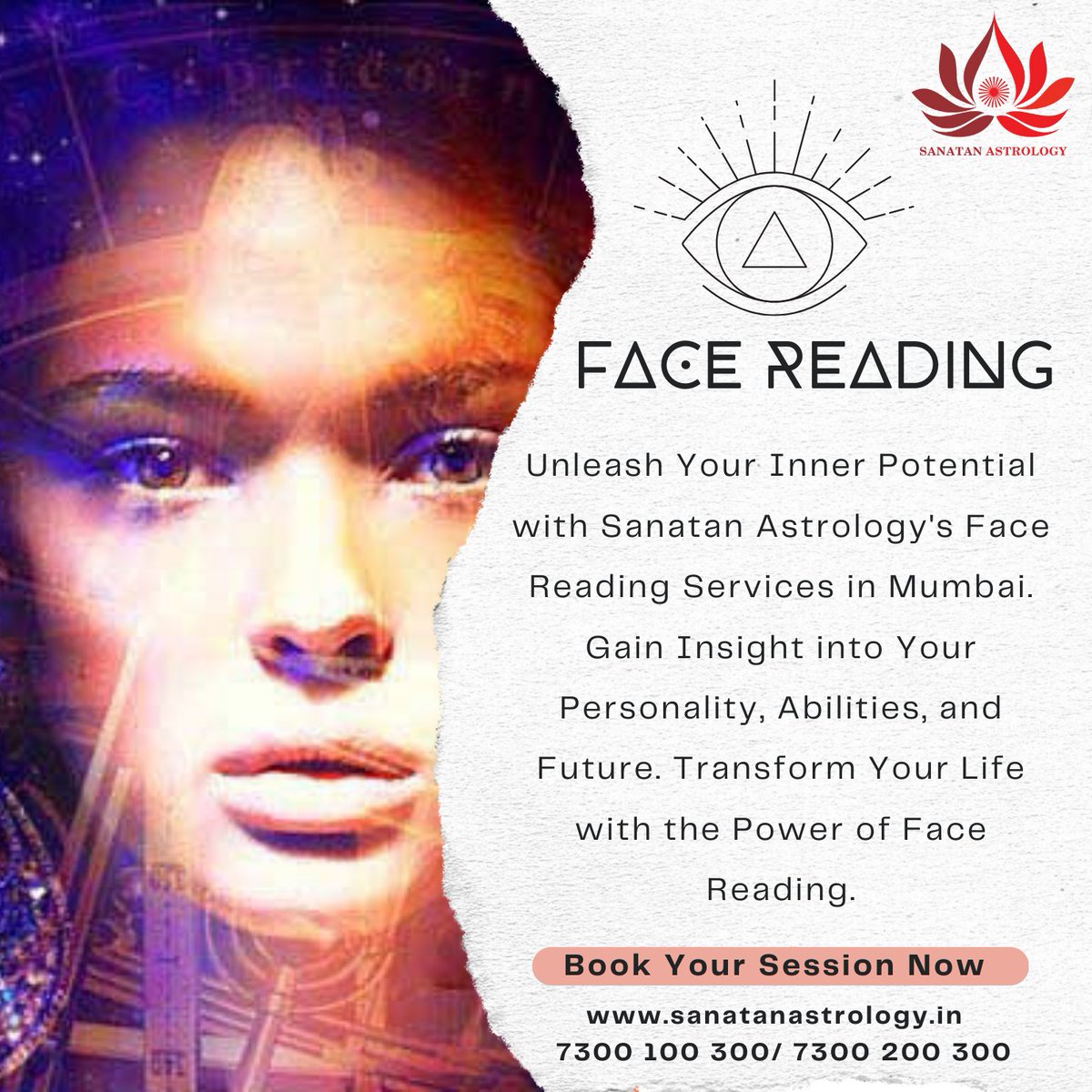 ▪︎Best Face Reading Astrology in india : Unleash Your Inner Potential with Sanatan Astrology's Face Reading Services in Mumbai. 

#SanatanAstrology #FaceReading #Mumbai #Transformation #DiscoverYourself #UnlockYourPotential #LifeChangingExperience