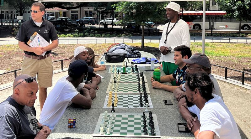 stjohnsmcc's tweet photo. Community Chess on Moore Square Raleigh! 3rd Thursday! 12:00 noon-2:00 pm All ages and skill levels are welcome. Free and open to the public. Don't play chess? No Problem! We have Checkers, Connect 4, Spades, and more! https://t.co/rAF1VOmxUg #CommunityChess #MooreSquare #Raleigh https://t.co/NZqv6YFV1C