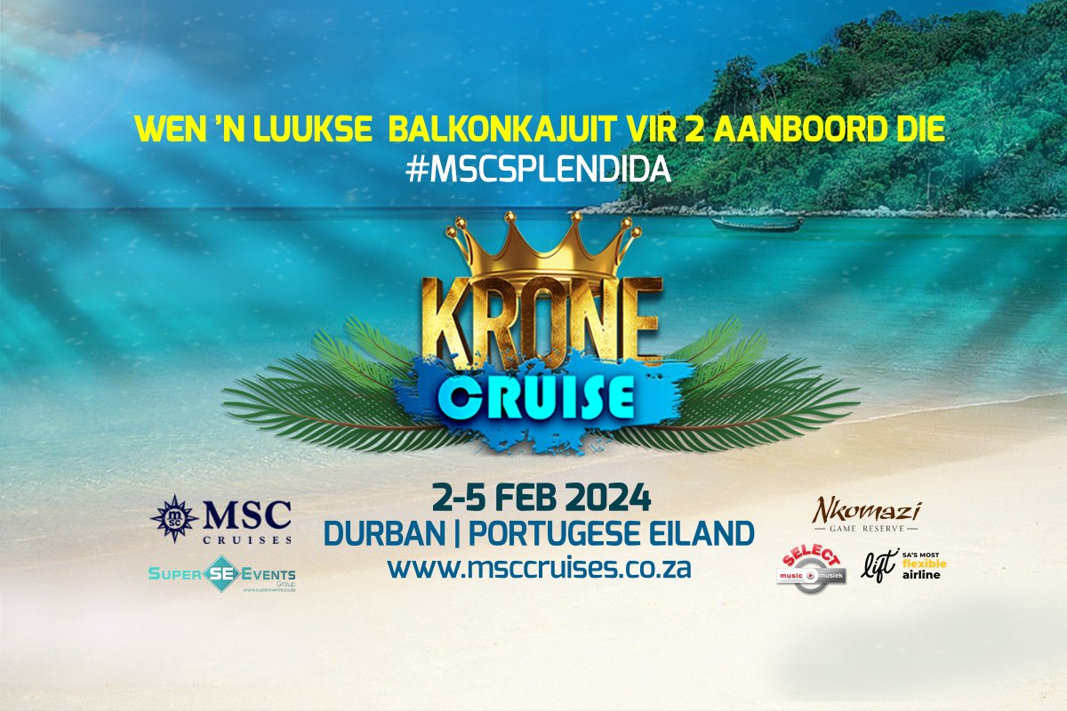🥳 Wees dalk die wenner van 'n luukse balkonkajuit vir 2 mense! 

👉 selectmusiek.co.za/krone-cruise-2…