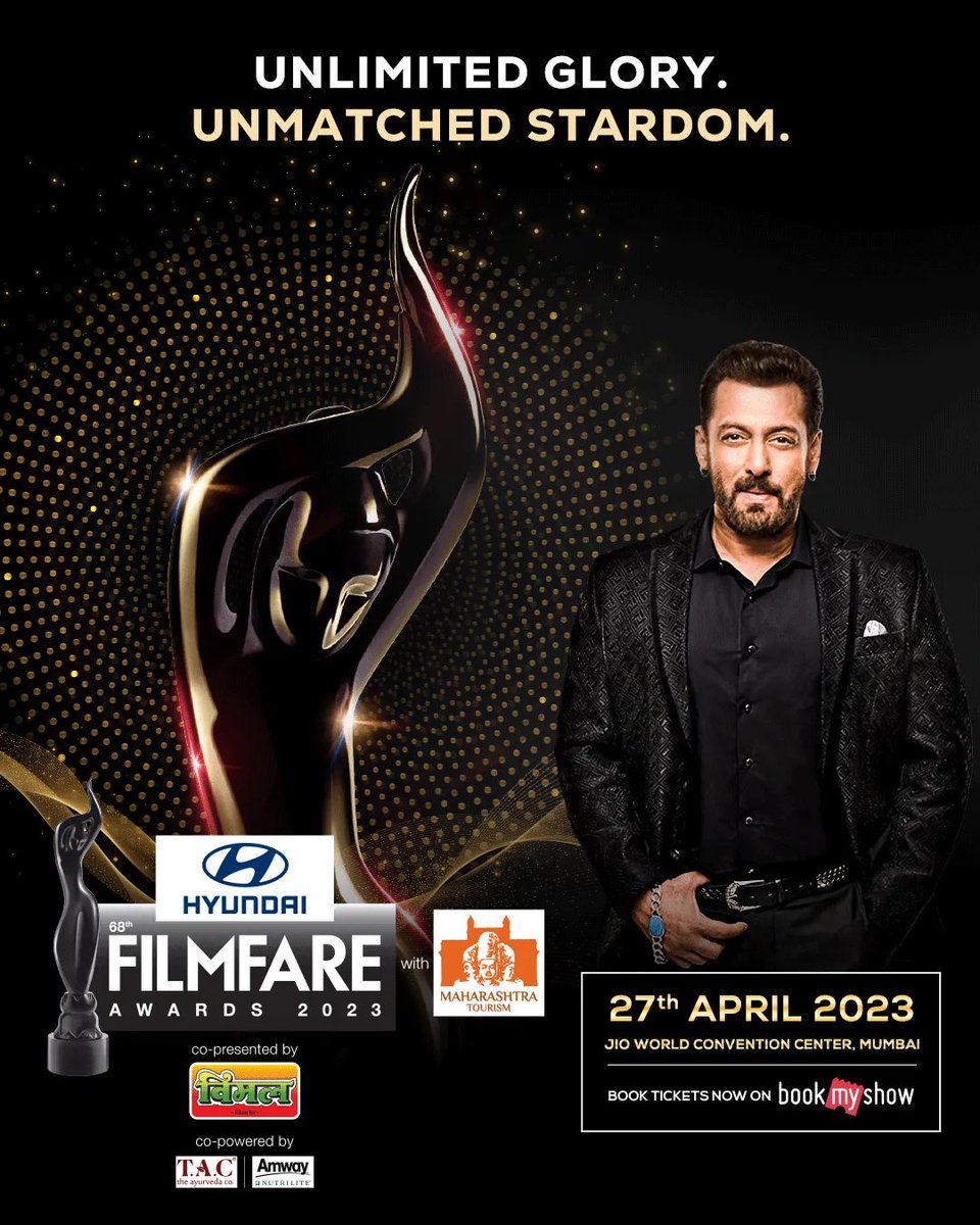 #KisiKaBhaiKisiKiJaan #SalmanKhan will be hosting the 68th #HyundaiFilmfareAwards2023 with #MaharashtraTourism.

And Bhaijaan in Cinemas tomorrow.
#KBKJInCinemasTomorrow