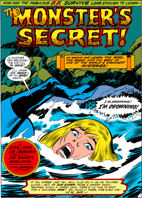 MarvelADay's tweet photo. #MarvelADay #FF125 Oh no! Sue is drowning! Whatever will she do? We're going to have to wait to find out! There are other characters in this book after all. I bet she'll be fine... - VA https://t.co/gIParNOVA6