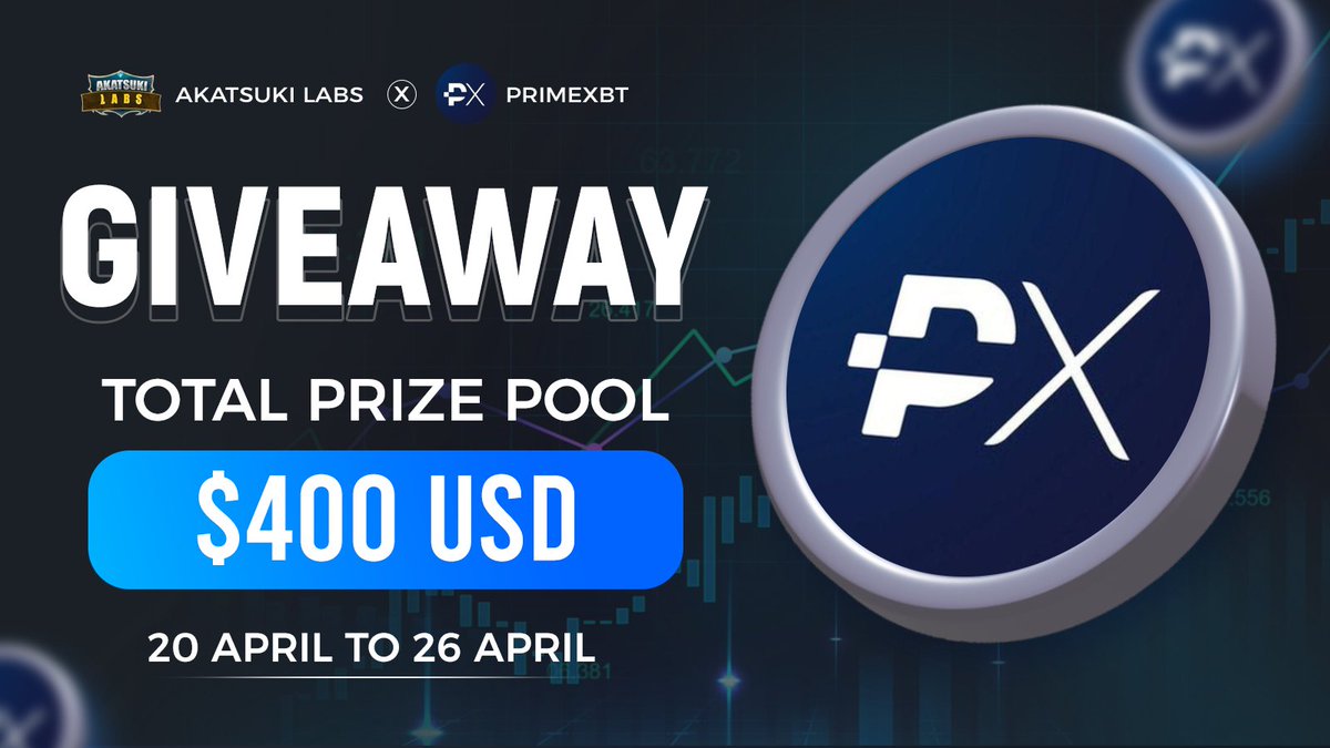 ⚔️ Akatsuki Labs x <a href="/PrimeXBT/">PrimeXBT</a>

🎁 Total Reward Pool $400 USDT

To Enter - 
1️⃣ Follow <a href="/AkatsukiLabs/">Akatsuki Labs</a> &amp; <a href="/PrimeXBT/">PrimeXBT</a>
2️⃣ ❤️,RT &amp; Tag 3 friends
3️⃣ Finish Gleam 👉 wn.nr/2bbD6Ww

⏰ 26 April
#Airdrop #AkatsukiLabs #Giveaway
