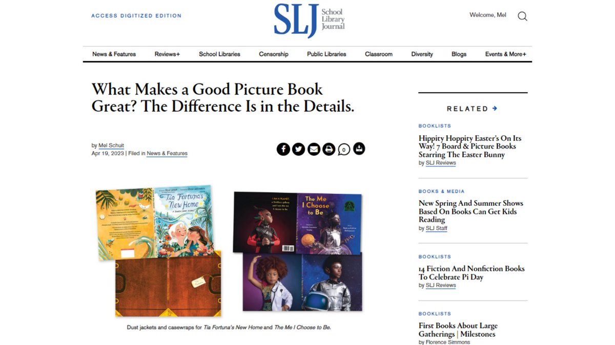 Mel Schuit 📚🍍 (@spiky_penelope) on Twitter photo I wrote an article for <a href="/sljournal/">SchoolLibraryJournal</a>! It's about what makes good picture books great, and you can read the online version via the link below. I hope you enjoy taking a closer look at some beautiful books with me...at a different location!
slj.com/story/What-mak… I wrote an article for <a href="/sljournal/">SchoolLibraryJournal</a>! It's about what makes good picture books great, and you can read the online version via the link below. I hope you enjoy taking a closer look at some beautiful books with me...at a different location!
slj.com/story/What-mak…
