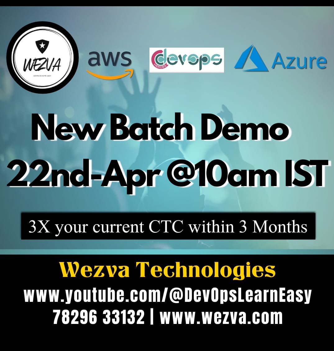 scmlearningcent's tweet photo. DevOps Architect Program : New Batch Starting on 22nd : LIVE DEMO @10:00 IST

🔖 Link : https://t.co/J1K6LbOLaq

👉🏻 Date : 22nd - Apr - 2k23
👉🏻 Time : 10:00 am IST

💁🏻‍♂️ For all the enquires reach out @7829633132

Thanks &amp; Regards,
Team-Wezva_Tech https://t.co/ujWCaDIrpE