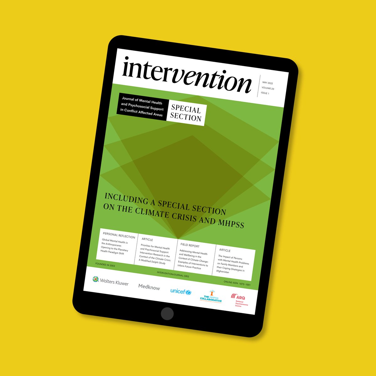 In light of the upcoming #EarthDay2023, we would like to reshare our special section on 'the #ClimateCrisis and its effects on #mentalhealth to create more awareness about the nexus of these two fields. You can access it here: interventionjournal.org/showBackIssue.…