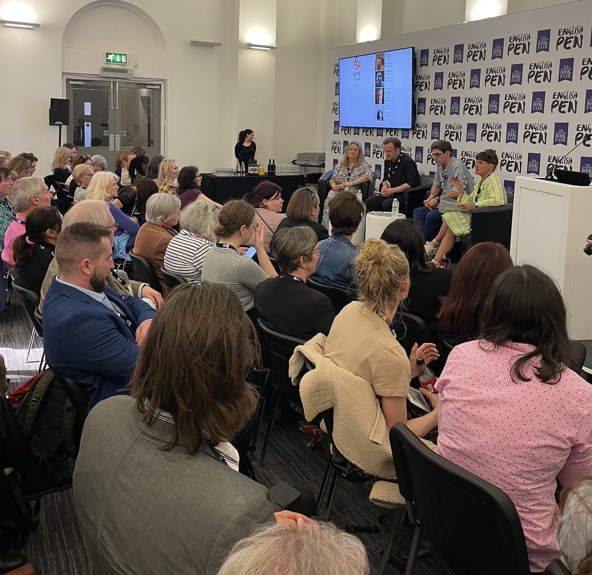 markstay's tweet photo. Had a really good time at the #londonbookfair2023 — thanks to @JustineSolomons at @BytetheBook and @hannahlbright29 at @midascampaigns for asking me to waffle and to all the lovely authors including @SophKWrites @katefbaker @StoreytellerK and industry pioneers like… https://t.co/zN70NnSFjP