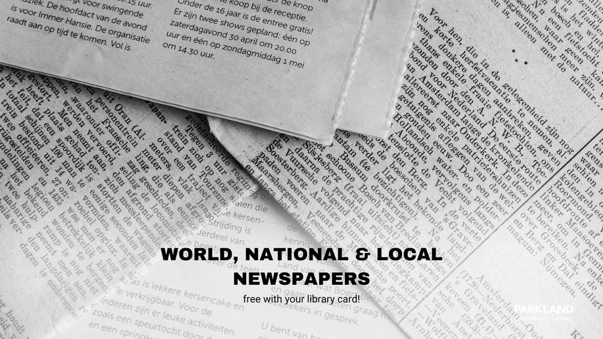 With your library card, PCL patrons have access to world, national, and local newspapers for free! Visit our website to access The Morning Call, The Wall Street Journal, and more.

parklandlibrary.org/eresources/

#parklandcommunitylibrary #freenewspapers #freenews #onlinenews