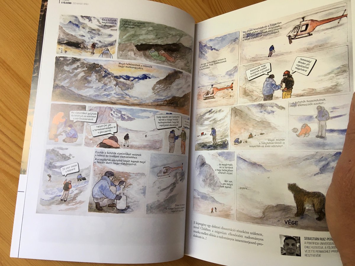 seba_cryo's tweet photo. Our Andean #cryosphere #comic published in the #Hungarian magazine #FÖLDGÖMB .

Watercolor illustrations by painter 🎨 Sebastián Martinez Fadic https://t.co/vGrcPKQl6s