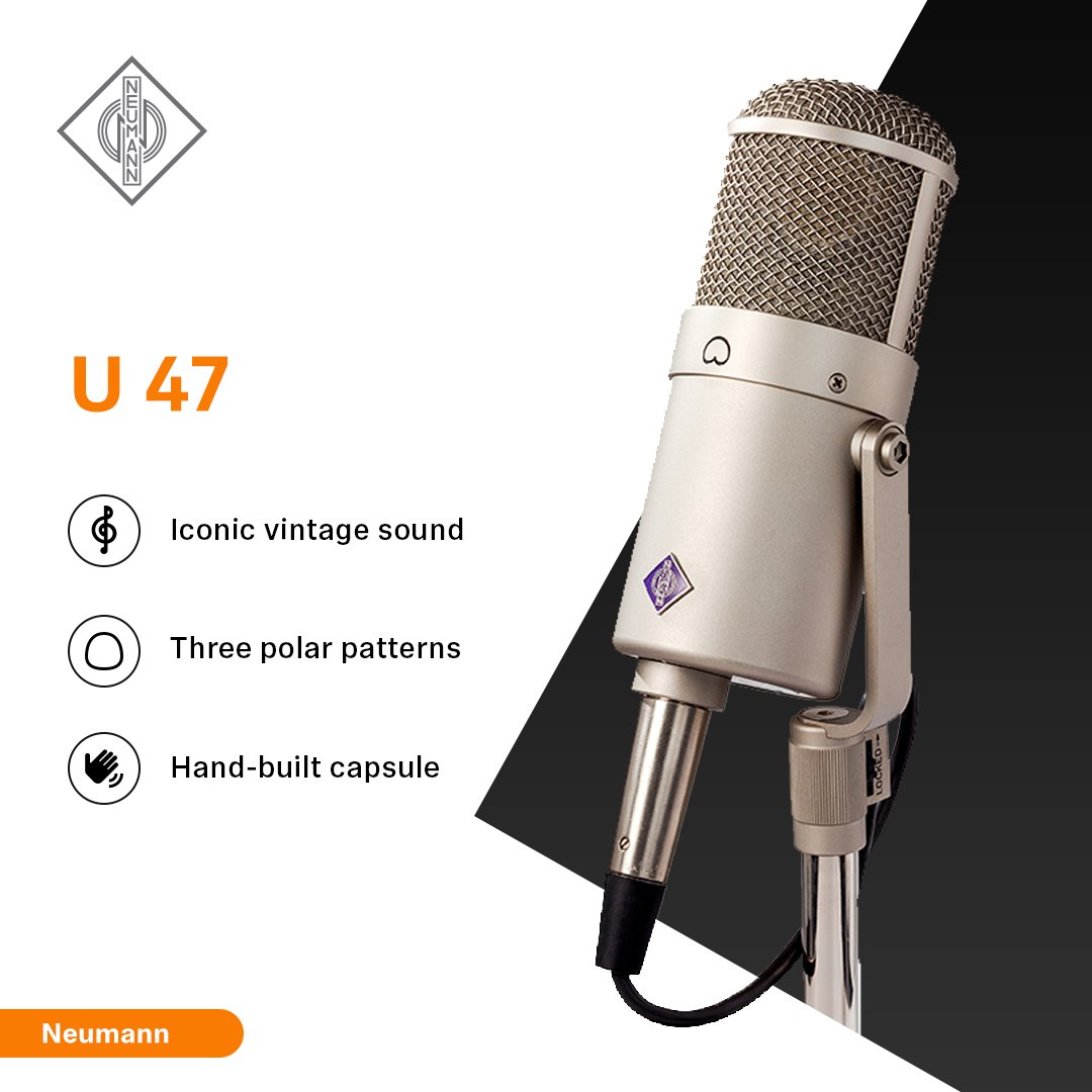 SennheiserIndia's tweet photo. Dreamy, whimsical, #vintage-is this your sound? ​

Look no further than the #Neumann #U47. Iconic design, unparalleled #sound quality, &amp; rich history - this mic is a game-changer for recording #professionals.  ​

Know more: https://t.co/CUEkuddcV7 ​

#NeumannIndia @NeumannBerlin https://t.co/2kg5PyTERq