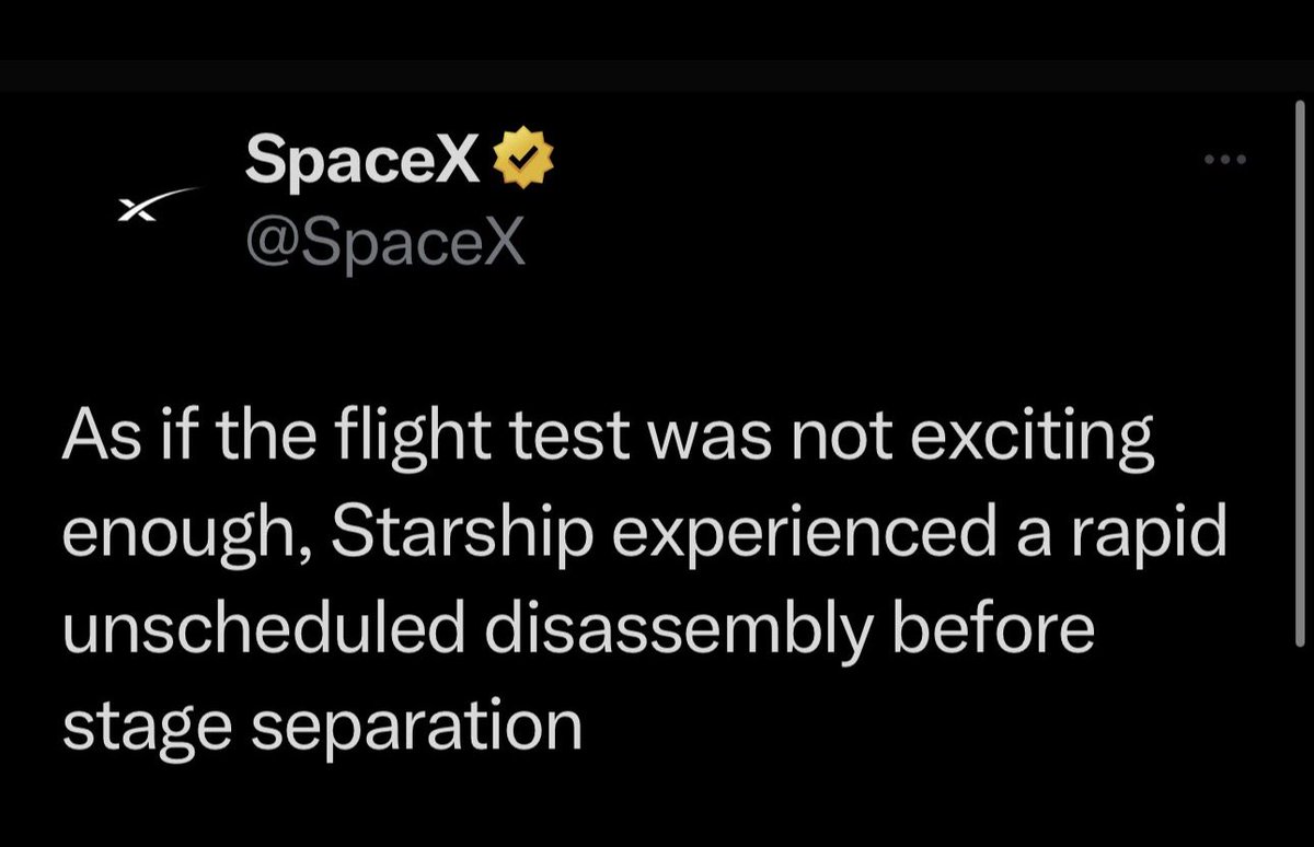 Will now be adopting the term “unscheduled disassembly” to describe all future anastomotic leaks. #SpaceX