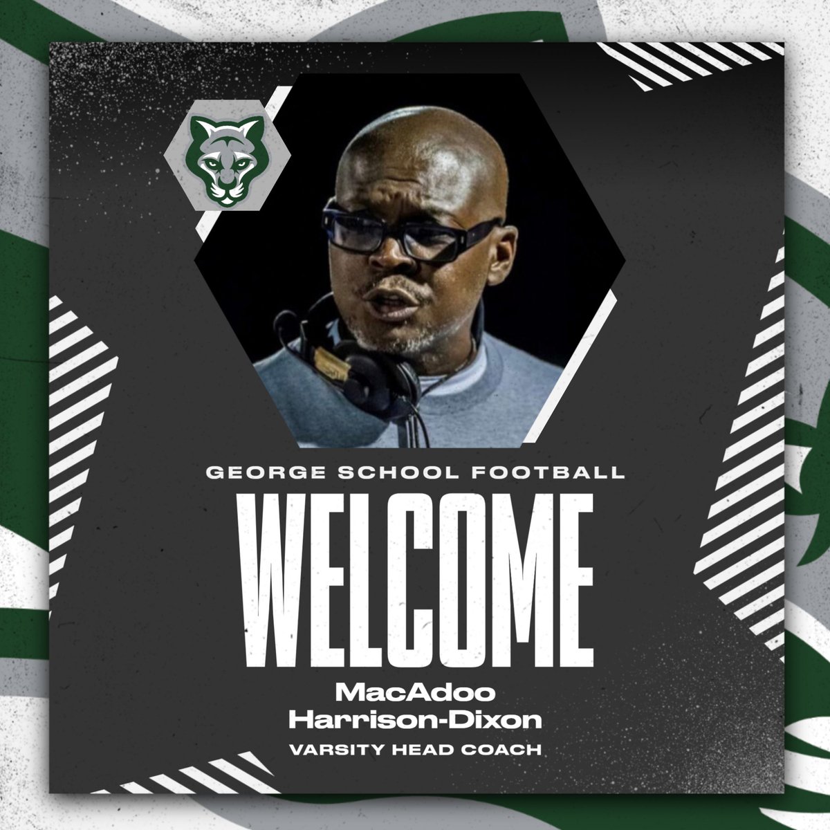 gs_athletics's tweet photo. George School is pleased to announce that MacAdoo Harrison-Dixon has been named our new Varsity Head Football Coach. Welcome, and good luck coach! https://t.co/TLDXGbd1mB
#GoCougars #SayYesToGS #LetsGoGS
@FSL_Athletics @HSGameOn @PhSportsDigest https://t.co/X3vodSC6hy