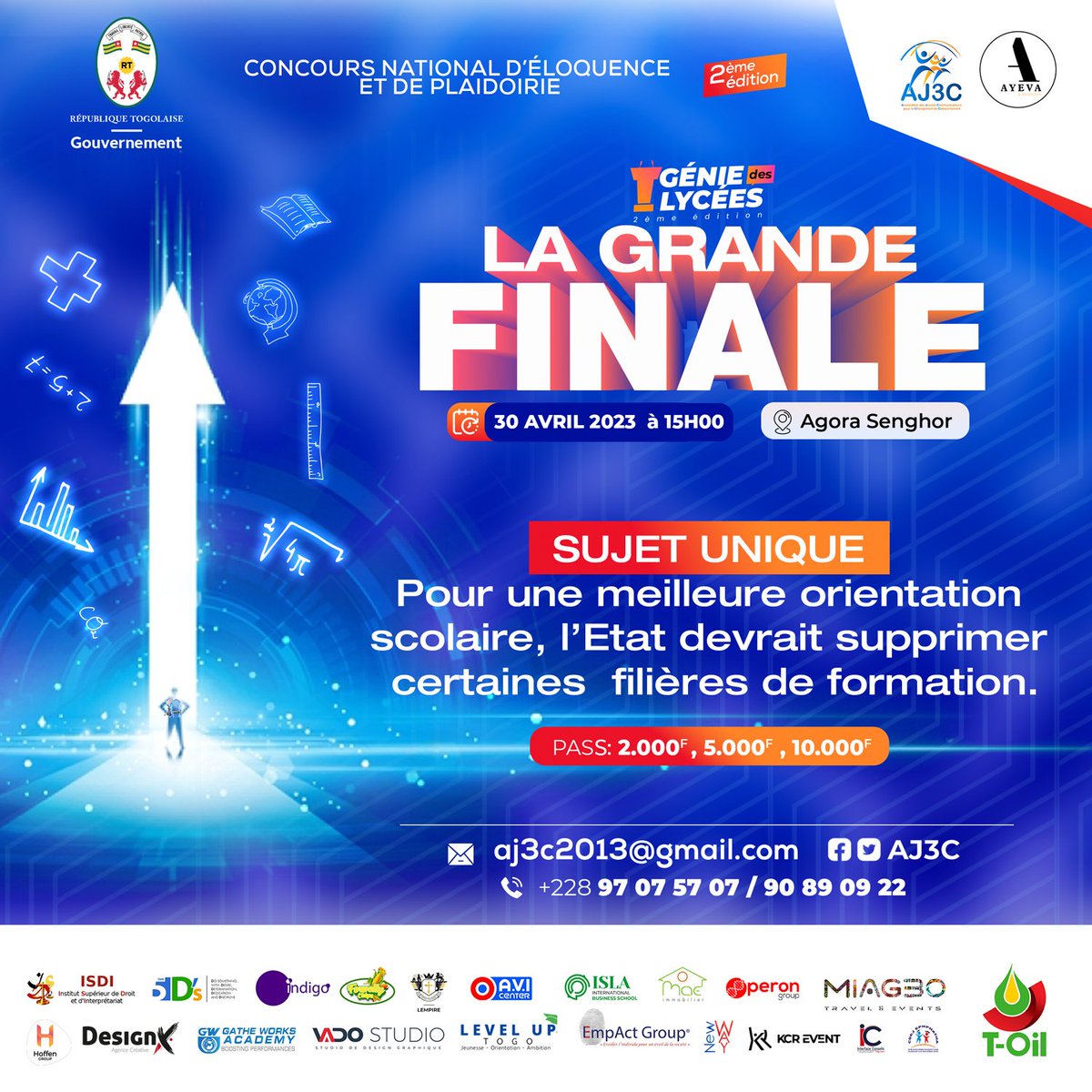 aj3ctogo's tweet photo. Des centaines au départ 👥

Quelques dizaines à mi-parcours🤩
Pour seulement 20 finalistes💪🏾 🎊🏅
AVEC UN SUJET UNIQUE !

Qui repartira avec le précieux trophée #Géniedeslycées édition 2 ?🏆

Ladies &amp; gentlemen
🚨#SAVETHEDATE

30 avril
15H00
Agora Senghor

RÉSERVEZ VOTRE PASS🥳🥳 https://t.co/SErKcaSBOW