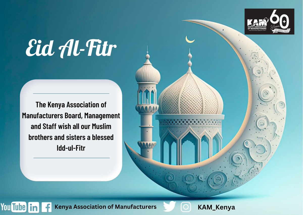 KAM_Kenya's tweet photo. May the blessings of Allah fill your life with joy and prosperity. Happy Eid!

#EidUlFitr 
#EidAlFitr2023 https://t.co/nPbz8lDYtp
