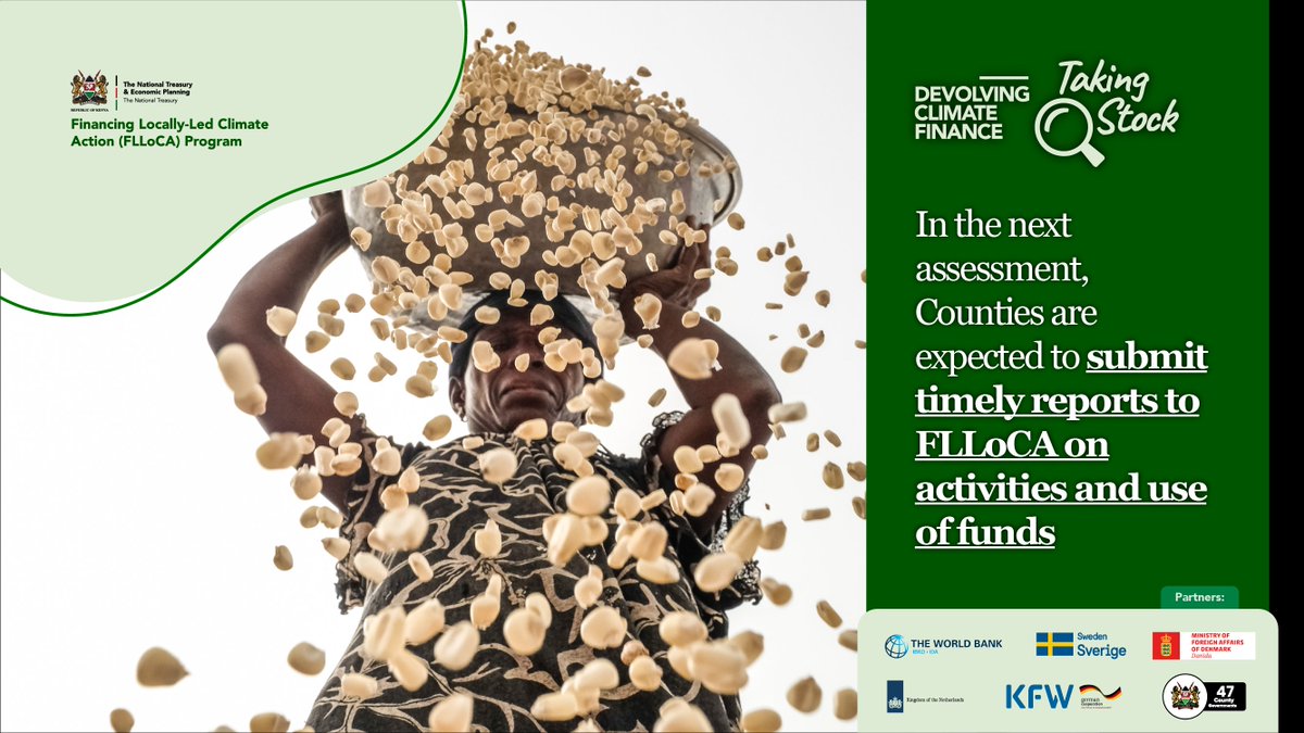 climate_ke's tweet image. In the next assessment, Counties are expected to submit timely reports to #FLLoCA on activities and the use of funds.

#takingstock #locallyledclimateaction #climatechange #climateaction #environmentalsustainability #climateactionnow #climatefinance #environment #FLLoCA