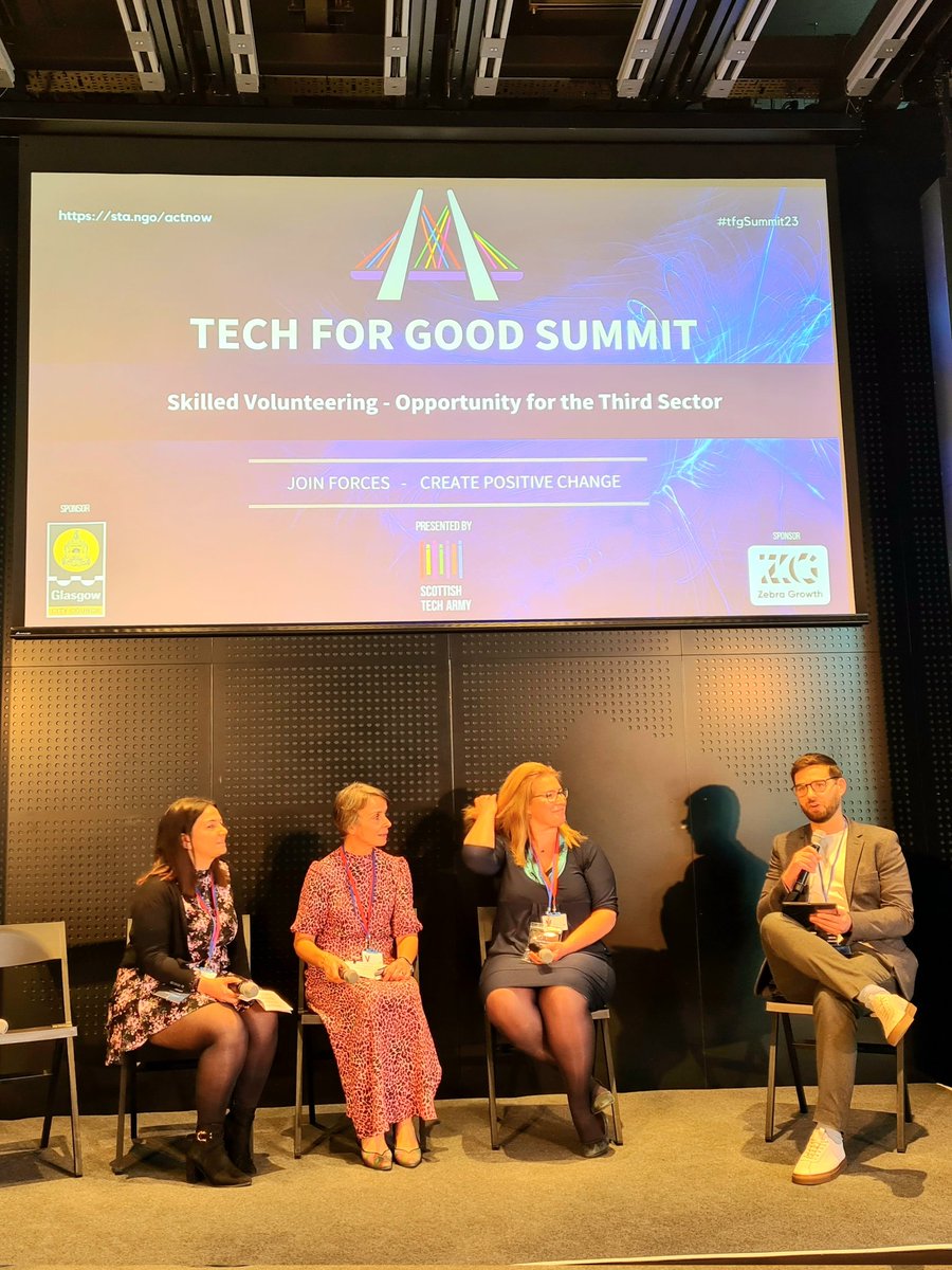 Superb #tfgsummit23 @ScotTechArmy 👏 brilliant panel discussion w/ @svnscotland STA @ProBonoEcon + @BarclaysUK. Theme of impact + need for data + not knowing what to ask for. @InspiringSland #SVNSupport can help make the connections and open doors to fantastic Pro Bono partners.