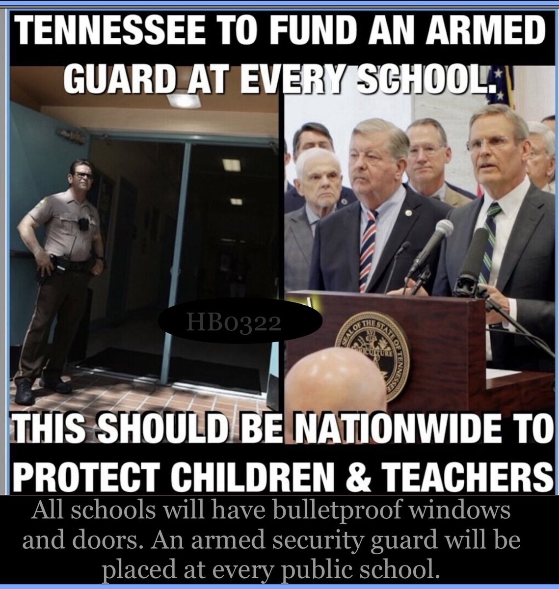 45LVNancy's tweet photo. While Biden’s invited the Tennessee 3 to push his divisive racist and anti #2A agenda, 

Gov. Lee is signing HB0322, 
a law requiring every school to provide A̲r̲m̲e̲d̲ ̲S̲e̲c̲u̲r̲i̲t̲y̲ 

— a bill the "Tennessee three”  rejected.

https://t.co/aN93P1zghL

https://t.co/EkWQmOBlMj https://t.co/I4MkHe1wx5