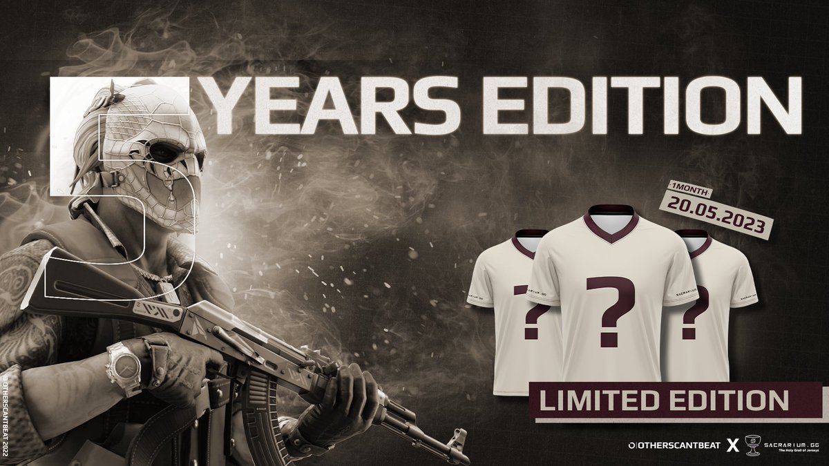 OTHERSCANTBEAT's tweet photo. ⭕️[#ANNIVERSARY]⭕️

#OTHERSCANTBEAT wird 5 Jahre alt! 🎉
Zur Feier des Tages kündigen wir unser limitiertes 5 Jahres Jubiläums Jersey an. 🚀

Wir freuen uns, euch bald mehr davon präsentieren zu dürfen! 🔥 

#Birthday | #community | #GAMINGVERBINDET https://t.co/xpxDF2vXbV