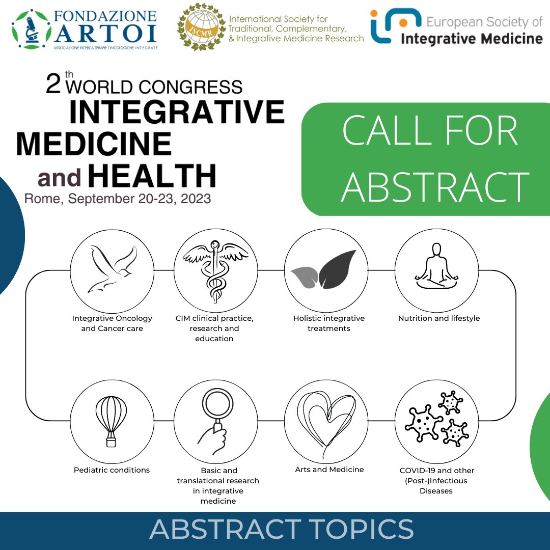 📌#callforabstract: these are the last days to submit your abstract for the 2nd #Worldcongress of Integrative Medicine and Health 

#abstractsubmission here👇
icimcongress.org/call-for-abstr…