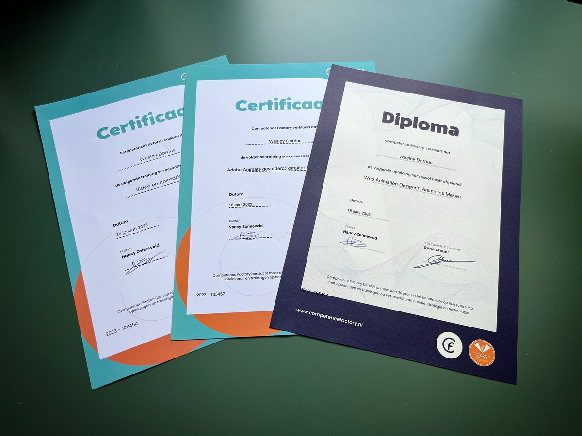 wesdex's tweet photo. Hoppa! Diploma Web Animation Designer en certificaten Video & Animatie en Adobe Animate Basis & Gevorderd in the pocket ๐ช๐ผ
#Diploma #WebAnimationDesigner #Certificaten #Video #Animatie #Adobe #Animate #Gevorderd https://t.co/EuSGeQK90R