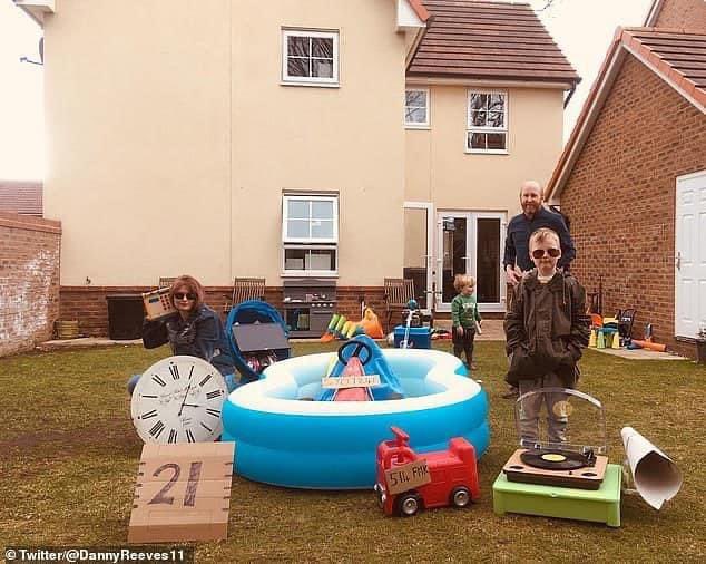 liamgfansclub's tweet photo. Danny shared this impressive recreation of the Be Here Now album cover, alongside the caption: 'My mate was bored so did this with his kids in his garden. Absolutely superb work! https://t.co/ACphKs4XIQ