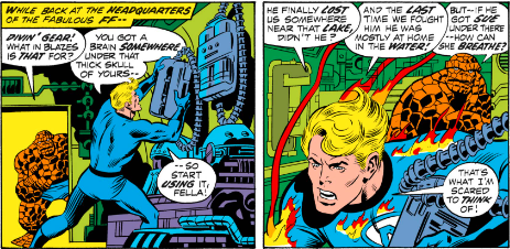 MarvelADay's tweet photo. #MarvelADay #FF125 Johnny and Ben have finally figured out where Sue's been taken. There's an awful lot of recapping and retreading in this issue. Seems they really could have constrained the story to one issue. - VA https://t.co/mGNfaAL94R