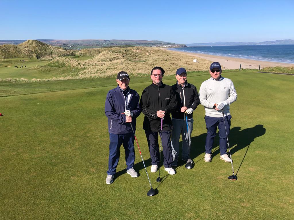 Don't be fooled by that beautiful view and sunshine @PortstewartGC ... the constant 25mph easterly put paid to any chance of good golf, but a fun day nonetheless @UlsterPressGolf thanks to @GolfNowUKI