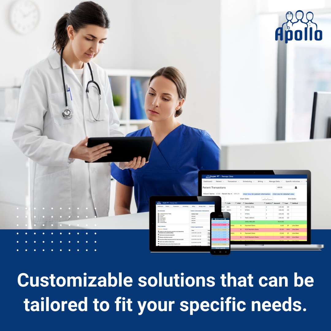 MgtApollo's tweet photo. We offer customizable solutions tailored to each practice's needs, providing help with scheduling, billing, and patient communication. Get a free demo. https://t.co/uY4sF49Yz3.
#ApolloPT #PhysicalTherapySoftware #InnovativeTechnology https://t.co/kv3RhocR7e