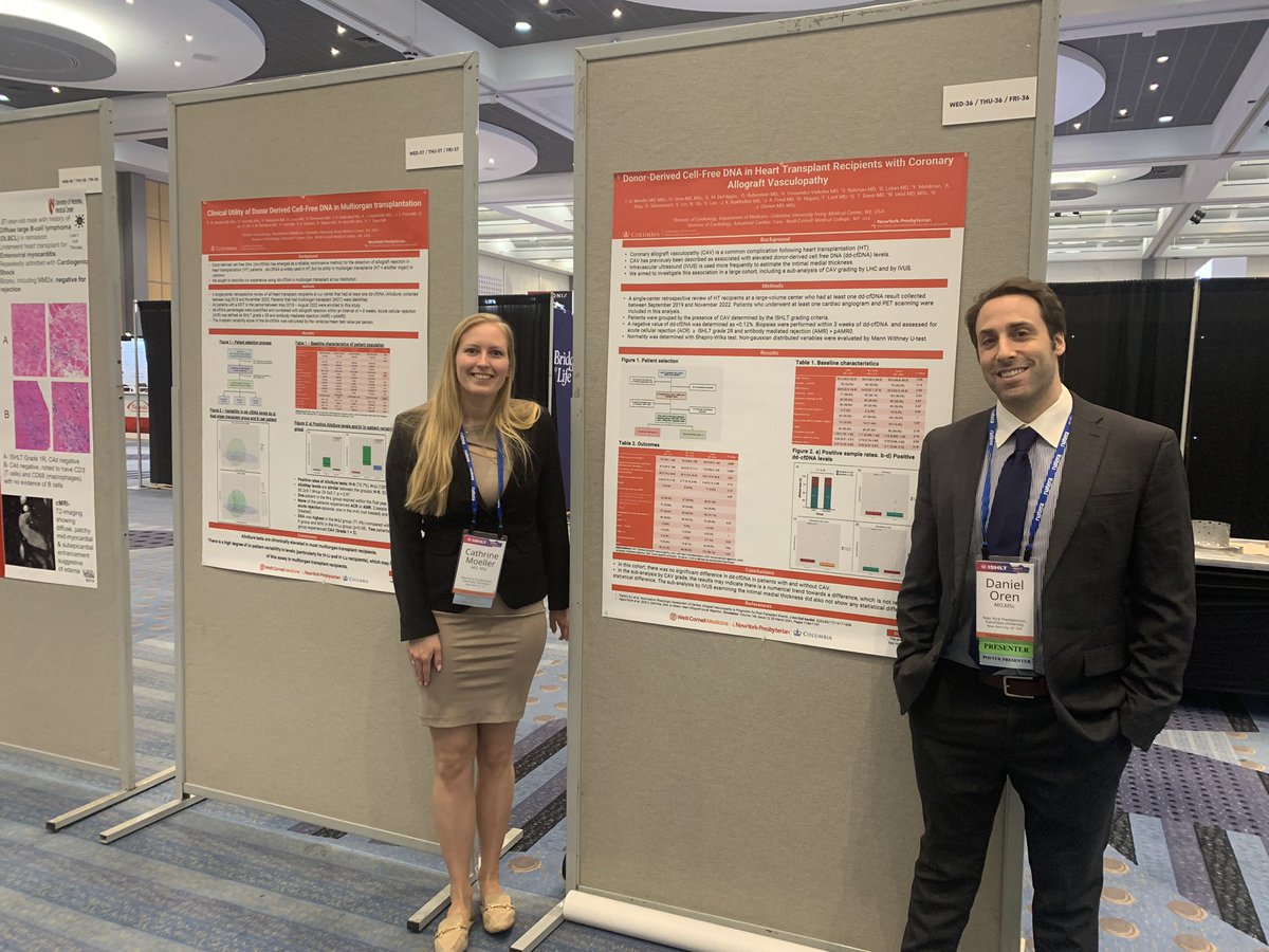 Daniel_OrenMD's tweet photo. A great 1st day @ISHLT2023 had a great time presenting our work on dd-cfDNA in HT recipients with micro vascular CAV. Huge thanks to the entire Columbia team and to my mentors, coauthors, and friends. https://t.co/jYgJ2H4zqq