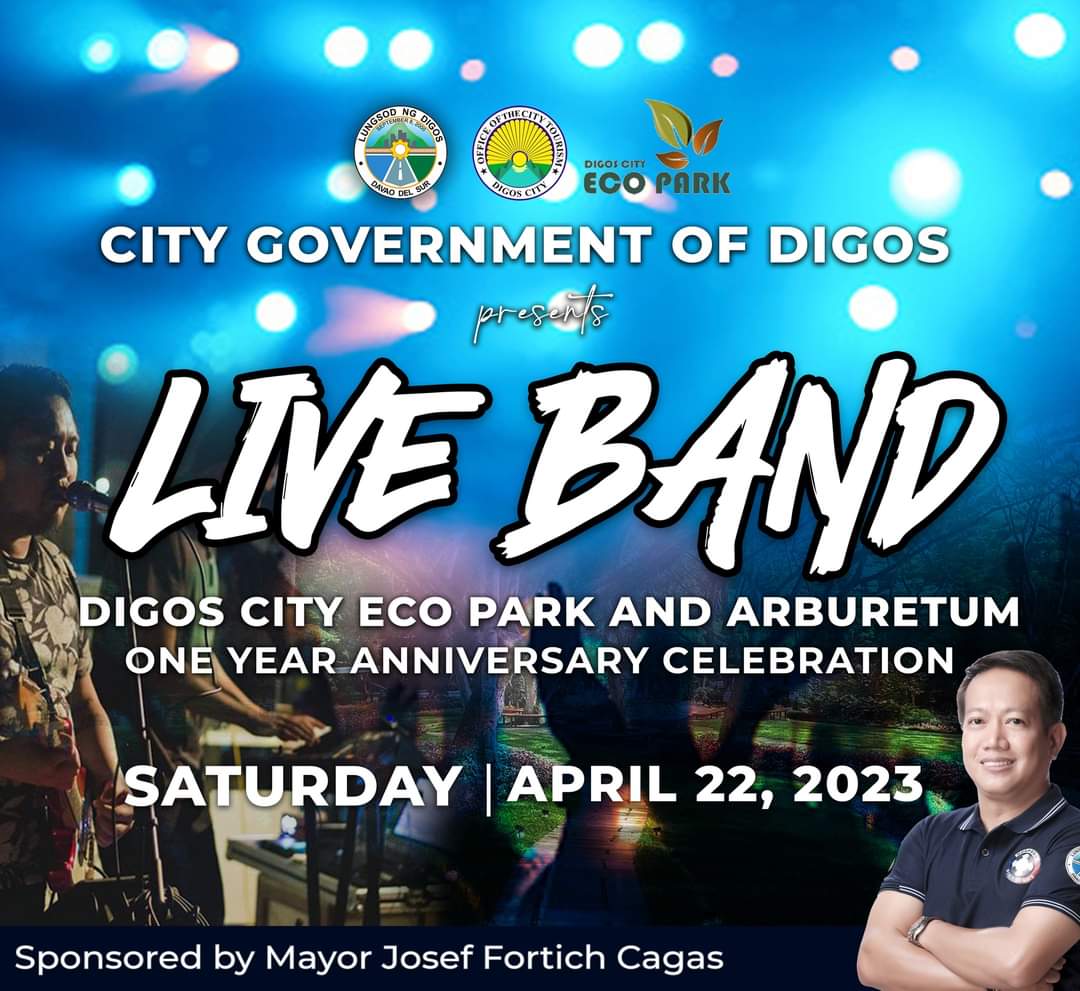 1_davao's tweet photo. #DIGOS_CITY, Davao 
LIVE BAND AT DIGOS ECOPARK  
This Saturday, April 22, 2023.
In celebration of the First Year Anniversary of Digos City Ecopark and Arboretum.

📸 City Government of Digos 

#Digoseños
#DigosCityEcopark 
#DigosCity #Davsur 
#MetroDavao #Davao 
#OneDavao #1Davao https://t.co/0RomYC2YpZ
