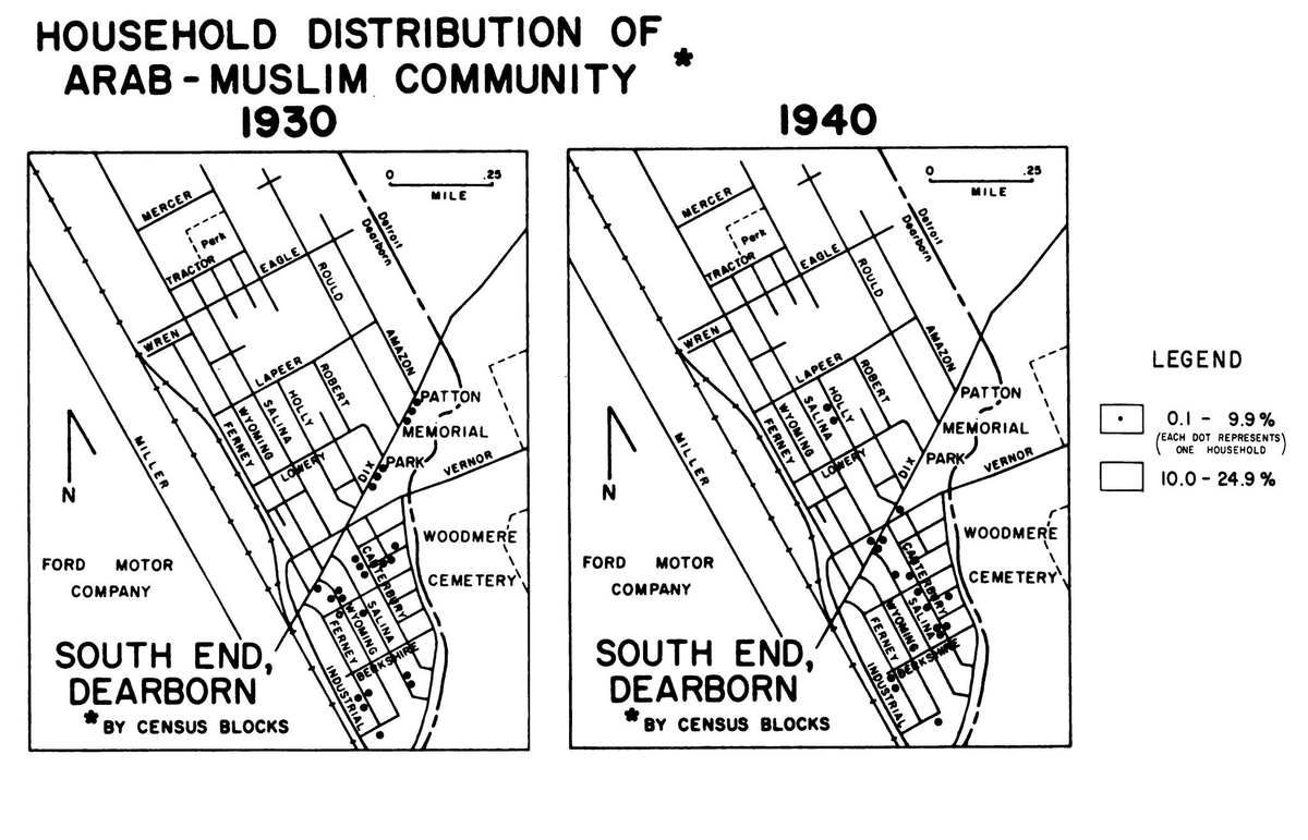DearbornHMuseum's tweet photo. Ever curious how much Dearborn's Arab American community expanded over time? These maps showing Arab American households were published in a 1977 MSU Geography dissertation by Mohammad Mahmoud Siryani https://t.co/Qs0QxTwLt4