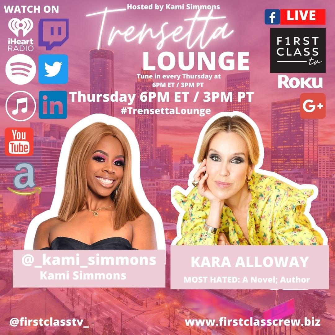 sashastoltz's tweet photo. Tonight 6PM EST Tune into #RealHousewives of Toronto Cast Member @KaraAlloway live on the #trensettalounge w/ @KamiSimmons9 #firstclasstv on @iHeartRadio @TheRokuChannel #sashastoltzpublicity #karaalloway #realitystar #RealityTV #newbook #mosthated #womenfriendships #iHeartRadio https://t.co/qLXScS5RRR