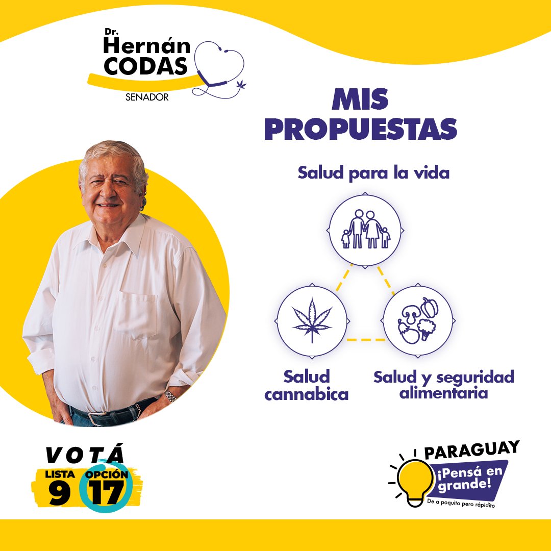 CodasHernan's tweet photo. ¿Aún no sabes cuáles son mis propuestas para cambiar el Paraguay? Conocelas acá 🤲🟡 #CodasSenador #ElCambioYaLlega https://t.co/azWkopw8Ix