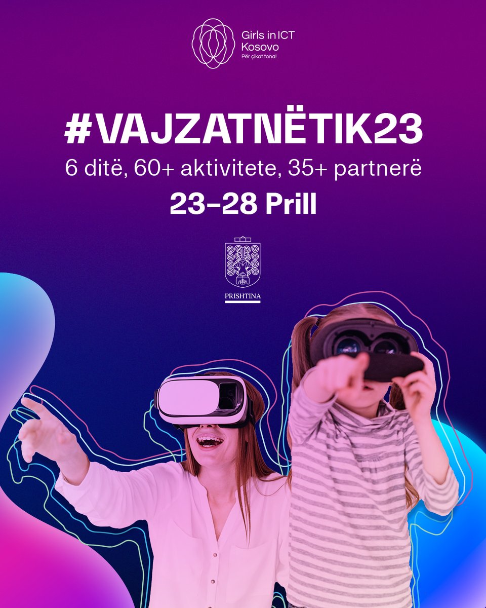 gitkosovo's tweet image. Po vijmë me edicionin e dytë të #VAJZATNËTIK23👩‍💻 me 60+ aktivitete në 6 ditë, me 35+ partnerë! 

🔗Vizitoni girlsinictkosovo.com për kalendarin e plotë. Gjeni aktivitetet që ju pëlqejnë, merreni shoqërinë dhe ejani, bashkohuni me ne! 

🚀23-28 Prill.