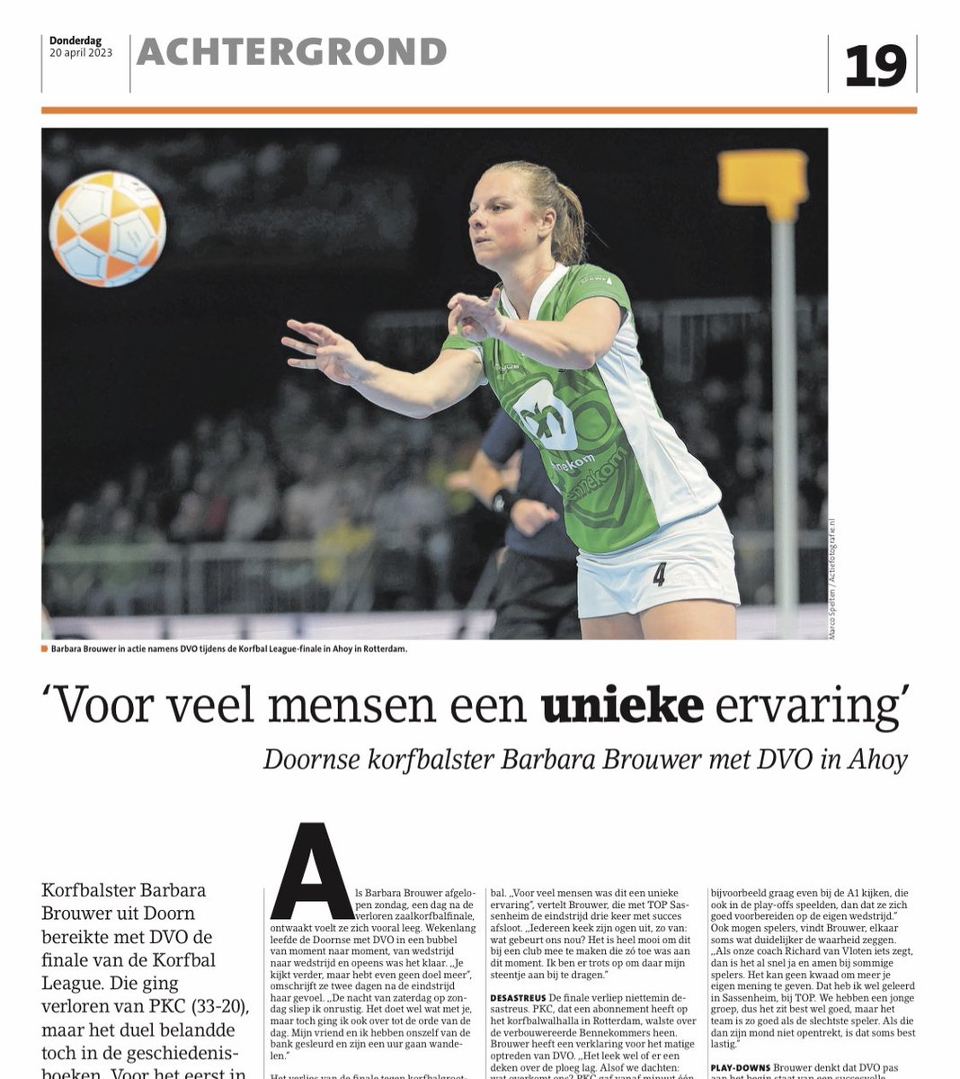 StanSchrijft's tweet photo. Voor nieuwsblad @DeKaap gesproken met korfbalster Barbara Brouwer (@barrr9) uit Doorn over haar korfbalfinale met @DVOkorfbal in Ahoy! #korfbal #korfballeague https://t.co/jWJNKwGS1p