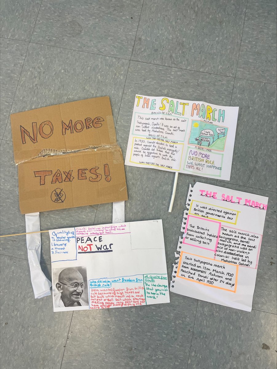 ColeshillSchool's tweet photo. Year 7s did some great work on Gandhi making their own protest banners/posters about the salt march @the_atlp https://t.co/zvpvUFMqCr