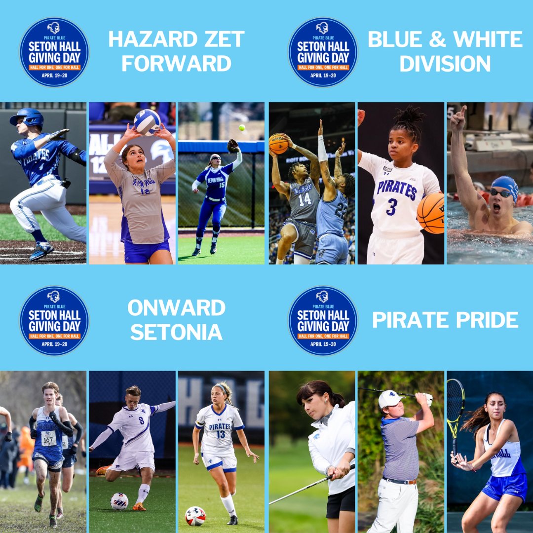 There's still time to make an impact in our <a href="/PirateBlue/">Pirate Blue</a> Giving Day varsity challenge! Here are the leaders as of 9 AM:

HZF: <a href="/SHUVolley/">Seton Hall Volleyball</a> 
🔵⚪️: <a href="/SetonHallMBB/">Seton Hall Men's Basketball</a> 
Setonia: <a href="/SHUWSOC/">Seton Hall Women's Soccer</a> 
Pride: <a href="/SHU_Tennis/">Seton Hall Women's Tennis</a> &amp; <a href="/SHUMGolf/">Seton Hall Men's Golf</a> 

Make a gift at shu.edu/pbgivingday #HALLforOne #OneforHALL #HALLin