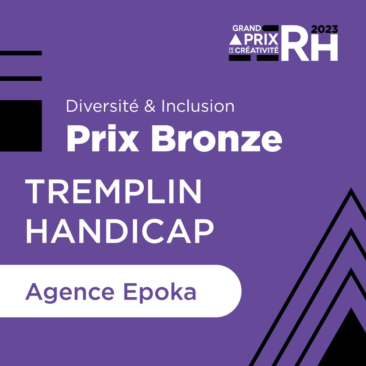 Le prix bronze 🥉 de la catégorie Diversité &amp; inclusion est attribué à <a href="/TREMPLIN_HANDI/">TREMPLIN HANDICAP</a> et l’agence @epoka_agency pour le projet : Tous Hanscène

Félicitations pour ce prix 🏆

#CréaRH #Révélation #GPCRH2023 #ACCE
