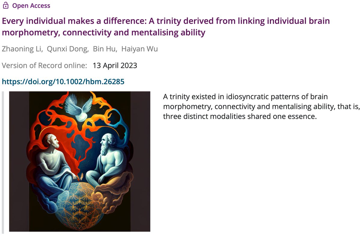 lizhn7's tweet photo. 🧠Thrilled to share that the first first-author paper of my PhD with @Wu3Haiyan @ANDlab3 has been published in 𝐻𝑢𝑚𝑎𝑛 𝐵𝑟𝑎𝑖𝑛 𝑀𝑎𝑝𝑝𝑖𝑛𝑔! Many thanks to other collaborators ☺️! The full text: https://t.co/Ho5hmraCS6; Code and data: https://t.co/pLQmmR0RWS. https://t.co/u8dQJ7bcgy