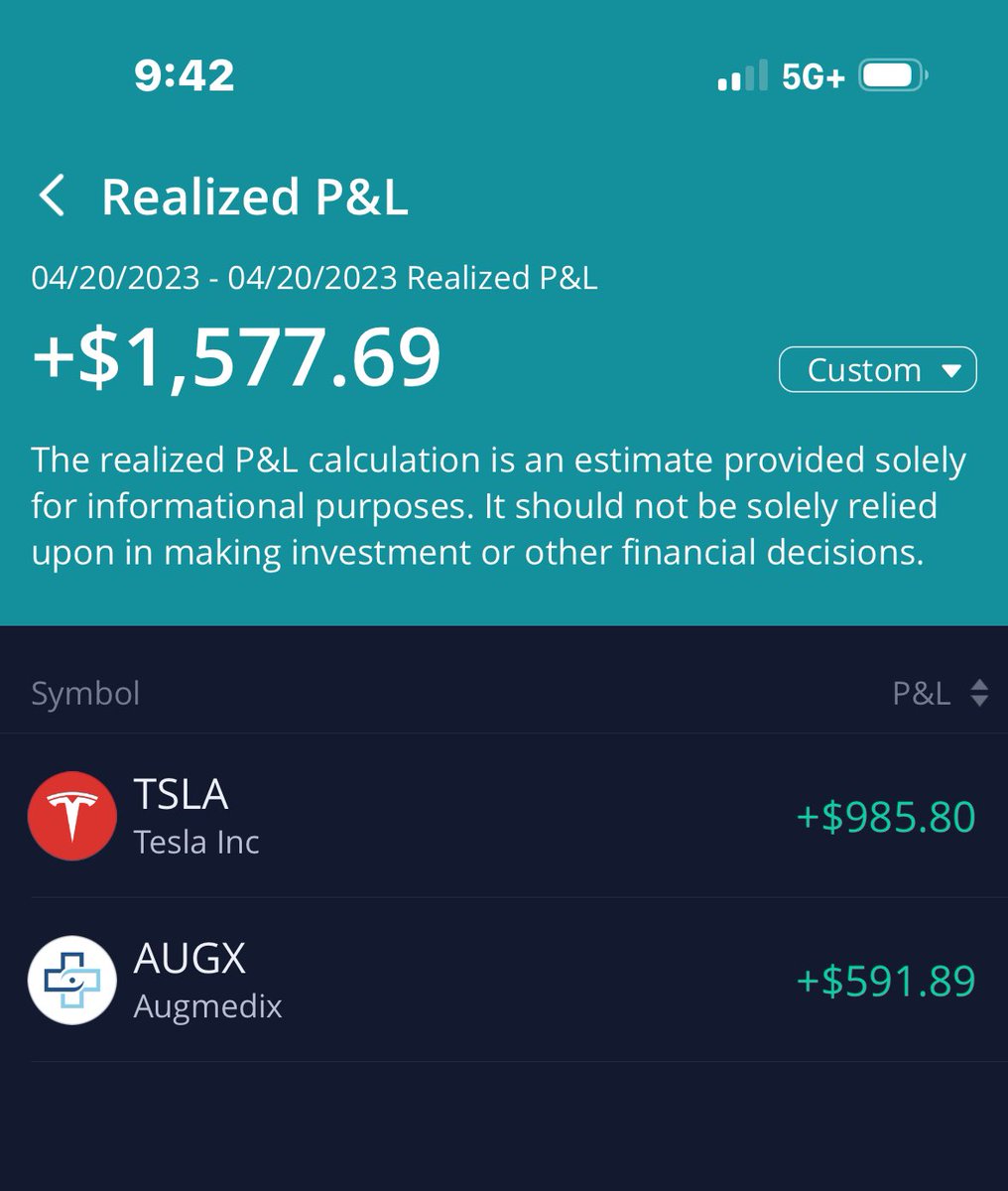David_Bui00's tweet photo. @AjTrader7 I was a bit nervous about $AUGX but you said it would hold strong at $3 and I added there and thankfully able to get a small profit. Also pop and fade at open on $TSLA for $1500. Thanks to you https://t.co/ctE5DFghkC
