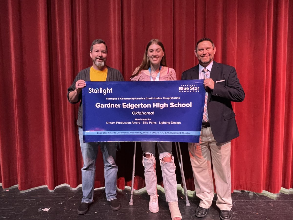 Ellie Parks our Amazing Student Light Designer was presented with a  Starlight Blue Star Award nomination for our Fall Musical "Oklahoma!"